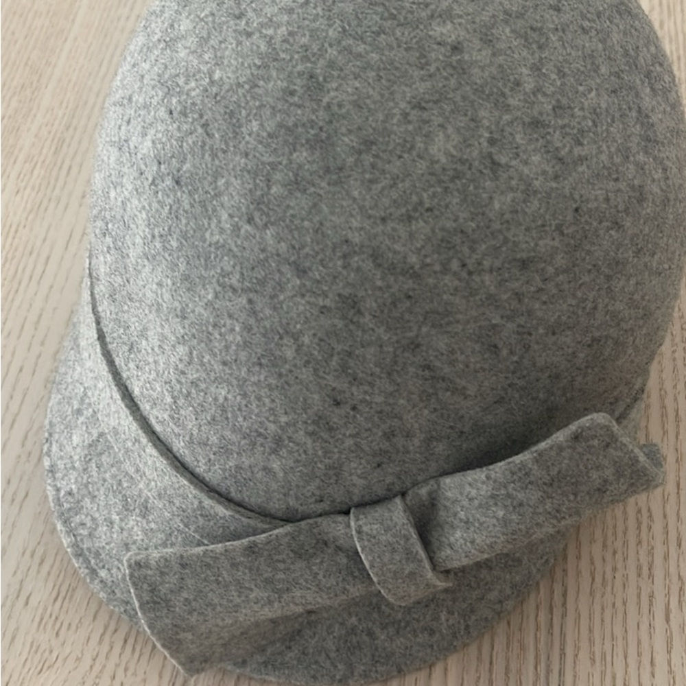 Vintage Winter Grey Wool Bowed Cloche Hat